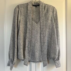 Black And White Blouse With Tie Neck Size Small